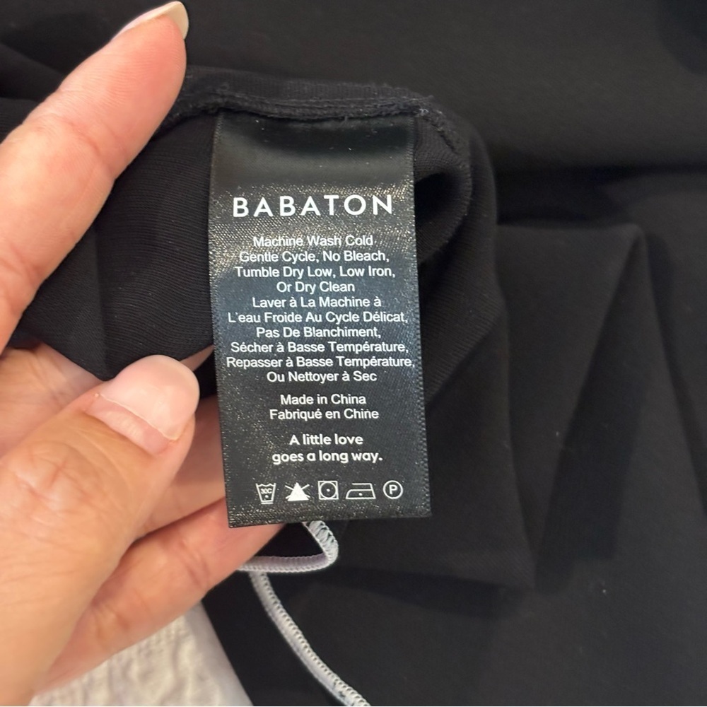 Aritzia Babaton Rena Long Sleeve Blouse, Black with White Piping, Size M - Picture 8 of 9